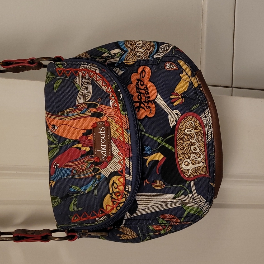 EUC Sak Roots Peace Nature Happy & Free purse crossbody bag